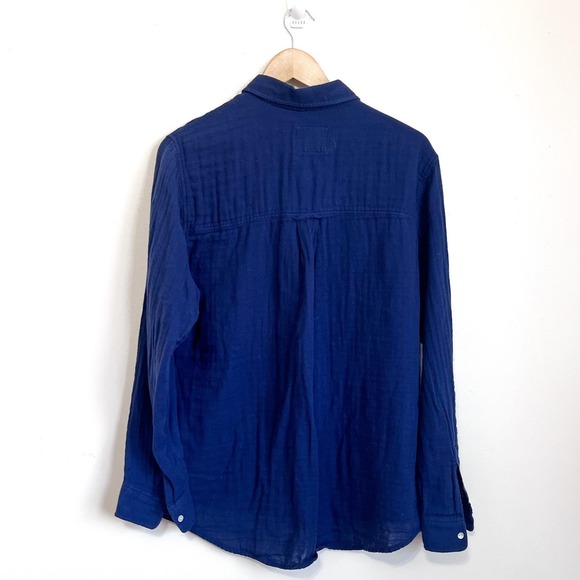 Rails Womens Ellis Shirt Size L Indigo Blue Gauzy Button 100% Organic Cotton - Picture 2 of 7